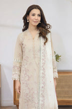 Mashaim By Johra - 3PC Unstitched Embroidered Lawn Suit (White)