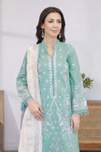 Mashaim By Johra - 3PC Unstitched Embroidered Lawn Suit (Sea Foam)