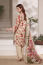 Dhagakari By Moosajee - 3PC Unstitched Embroidered Lawn Suit (Beige & Red)