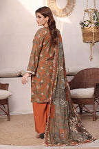 Dhagakari By Moosajee - 3PC Unstitched Embroidered Lawn Suit (Metallic Brown & Rust)