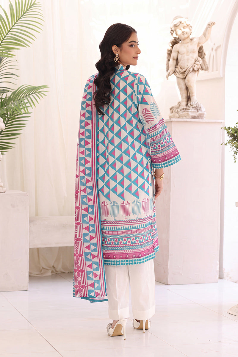 Izhaan Platinum By MJ - 3PC Unstitched Embroidered Lawn Suit (Sky Blue & Pink)