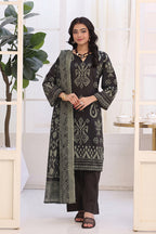 Izhaan Platinum By MJ - 3PC Unstitched Printed Lawn Suit (Black)