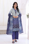 Izhaan Platinum By MJ - 3PC Unstitched Printed Lawn Suit (Royal Blue & Polo Blue)