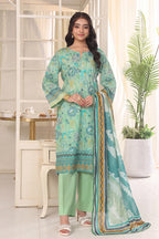 Izhaan Platinum By MJ - 3PC Unstitched Printed Lawn Suit (Ice blue & Sky Green)