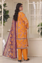 Izhaan Platinum By MJ - 3PC Unstitched Printed Lawn Suit (Orange & Purple)