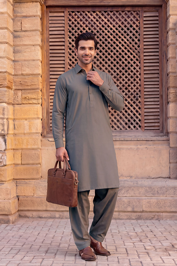 Gul Ahmed – Men’s Unstitched Wash & Wear Fabric (Gray)