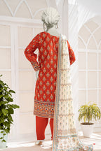 Inaya By KBC Fashion - 3PC Unstitched Printed Lawn Suit (Red & White)