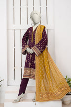 Inaya By KBC Fashion - 3PC Unstitched Printed Lawn Suit (Purple & Yellow)