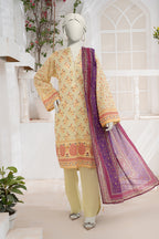 Inaya By KBC Fashion - 3PC Unstitched Printed Lawn Suit (Pastel Yellow & Purple)