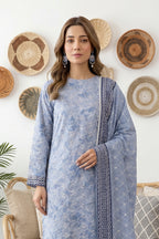 Rimal by UK Vol-61 3PC Unstitched Embroidered Lawn Suit (Blue)