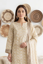 Rimal by UK Vol-61 3PC Unstitched Embroidered Lawn Suit (Cream)