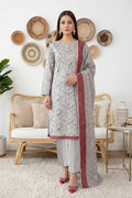 Rimal by UK Vol-61 3PC Unstitched Embroidered Lawn Suit (Silver)