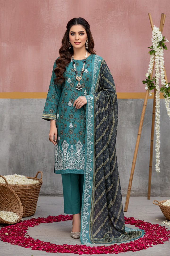 KIJI by Rimal Vol-119 3PC Unstitched Embroidered Lawn Suit (Sea Green)