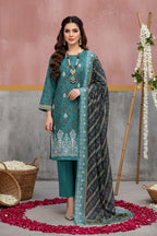 KIJI by Rimal Vol-119 3PC Unstitched Embroidered Lawn Suit (Sea Green)