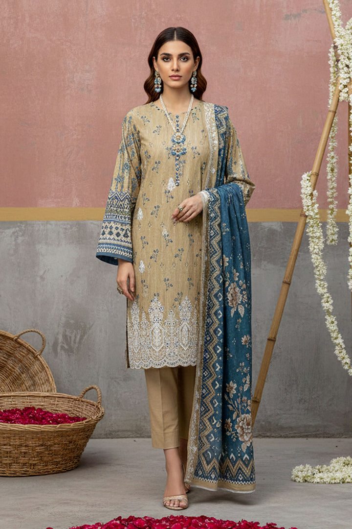 KIJI by Rimal Vol-119 3PC Unstitched Embroidered Lawn Suit (Light Brown)