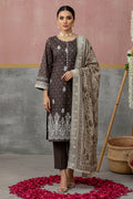 KIJI by Rimal Vol-119 3PC Unstitched Embroidered Lawn Suit (Dark Brown)