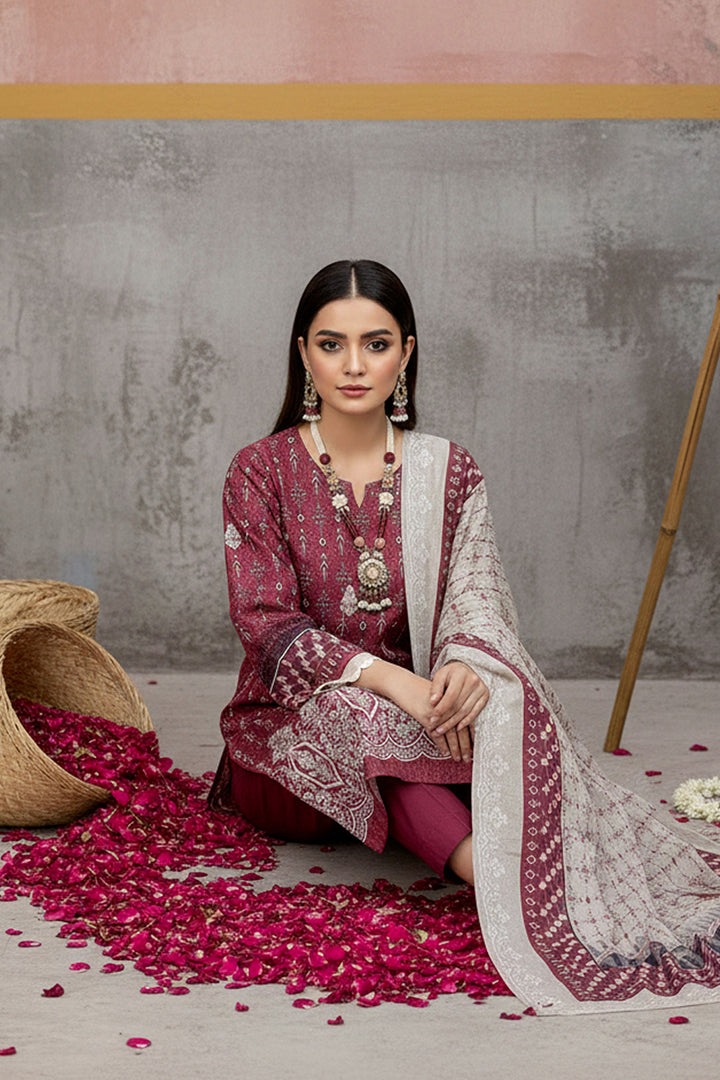 KIJI by Rimal Vol-119 3PC Unstitched Embroidered Lawn Suit (Maroon)