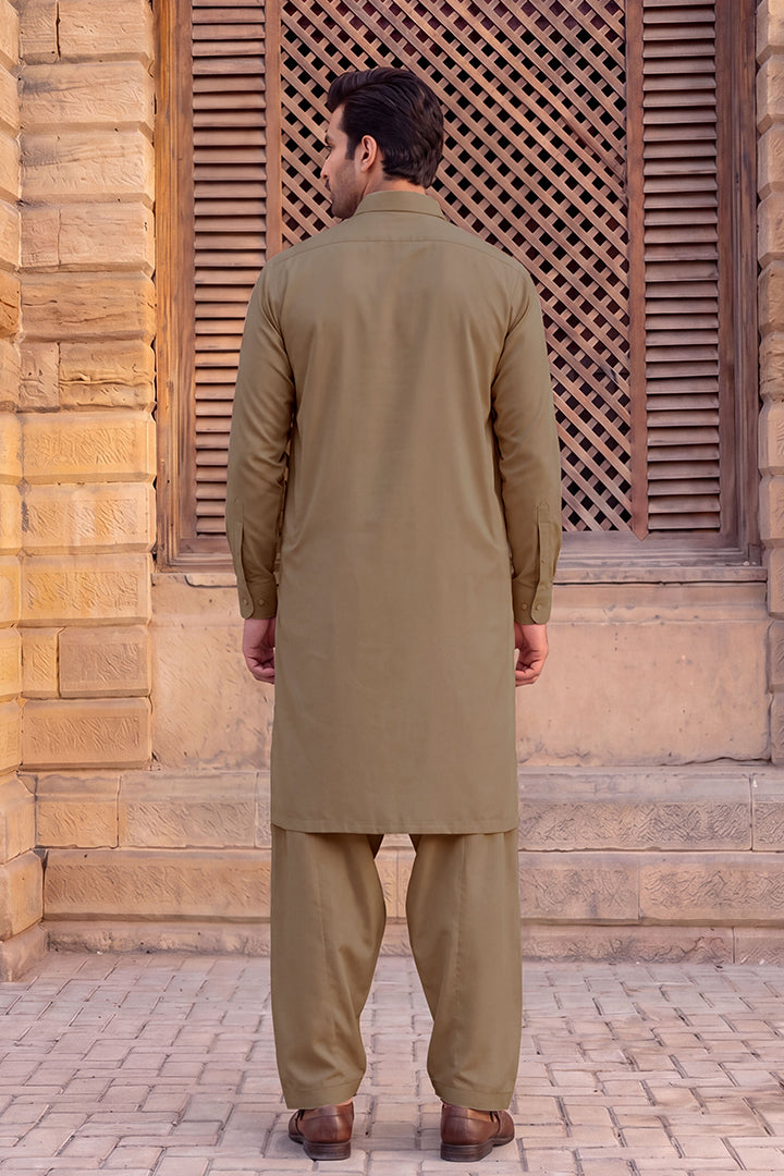 Gul Ahmed – Men’s Unstitched Wash & Wear Fabric (Brown)