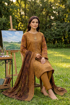 Rimal by UK Vol-41 3PC Unstitched Embroidered Lawn Suit (Brown)