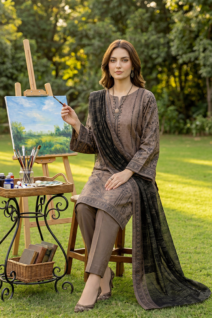 Rimal by UK Vol-41 3PC Unstitched Embroidered Lawn Suit (Cream Rust)