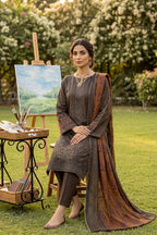 Rimal by UK Vol-41 3PC Unstitched Embroidered Lawn Suit (Brown)