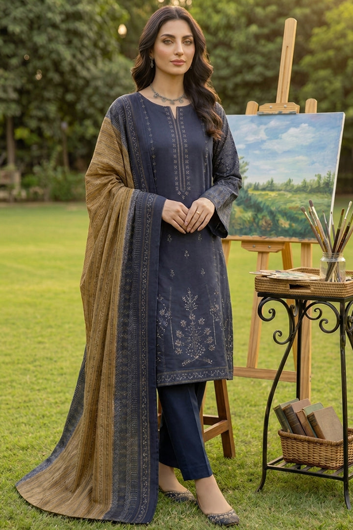 Rimal by UK Vol-41 3PC Unstitched Embroidered Lawn Suit (Blue)