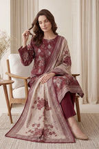 Rimal by UK Vol-65 3PC Unstitched Embroidered Lawn Suit (Light Maroon)
