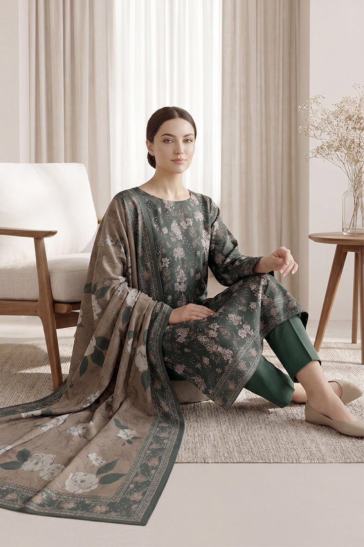 Rimal by UK Vol-65 3PC Unstitched Embroidered Lawn Suit (Green)