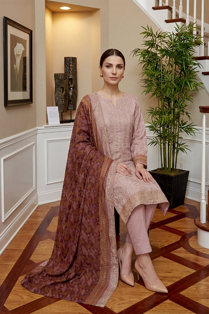 Rimal by UK Vol-46 3PC Unstitched Embroidered Lawn Suit (Pink)