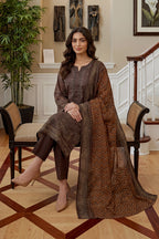 Rimal by UK Vol-46 3PC Unstitched Embroidered Lawn Suit (Brown)
