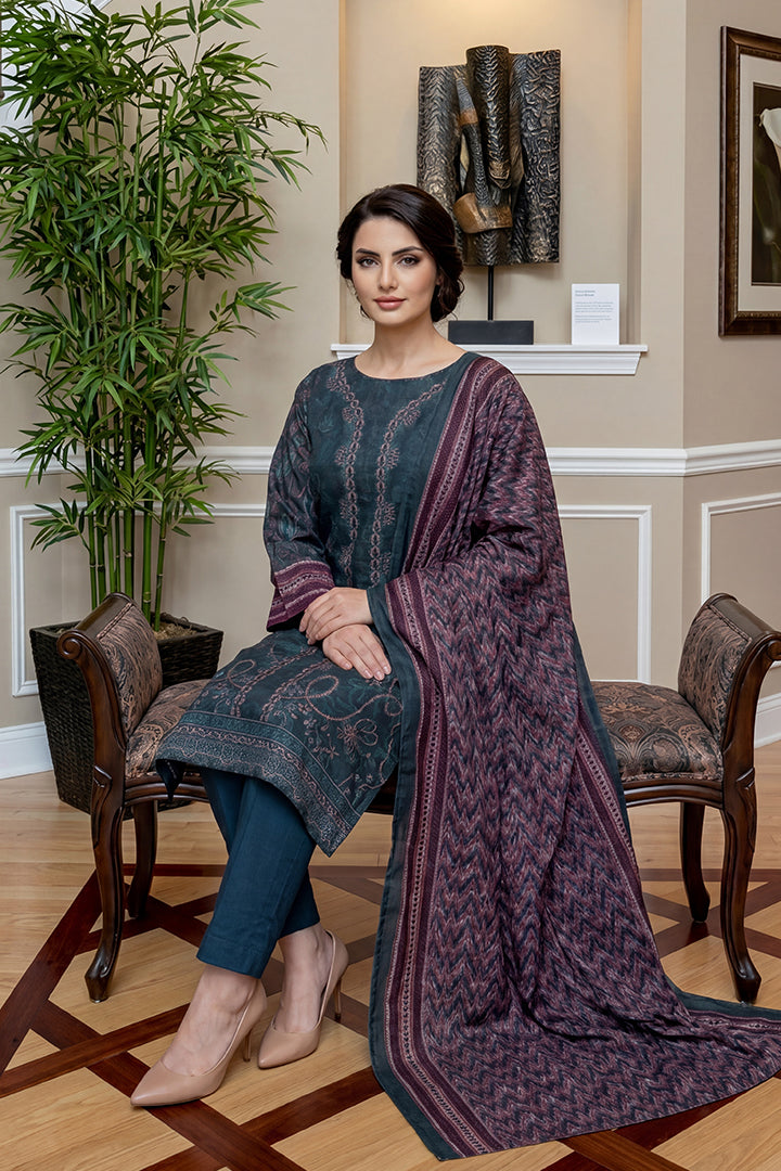 Rimal by UK Vol-46 3PC Unstitched Embroidered Lawn Suit (Navy)