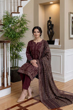 Rimal by UK Vol-46 3PC Unstitched Embroidered Lawn Suit (Maroon)