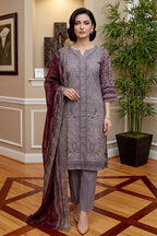 Rimal by UK Vol-46 3PC Unstitched Embroidered Lawn Suit (Grey)