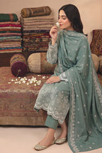 Rimal by UK Vol-48 3PC Unstitched Schiffli Embroidered Lawn Suit (Green)