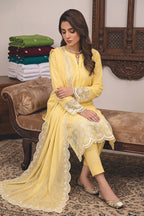Rimal by UK Vol-48 3PC Unstitched Schiffli Embroidered Lawn Suit (Yellow)