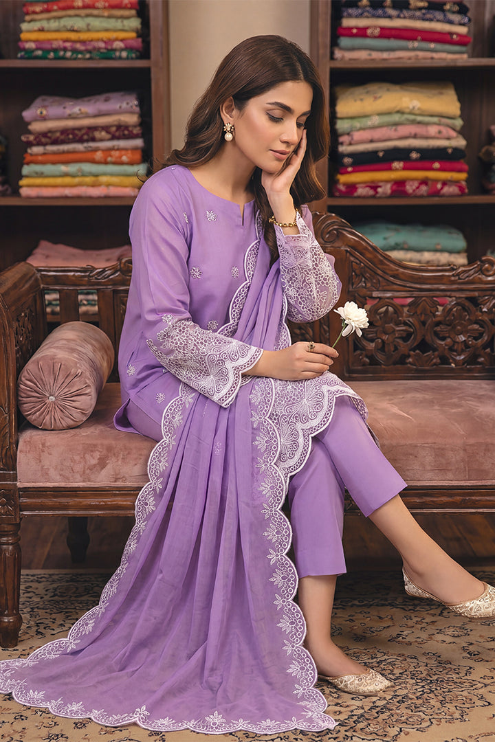 Rimal by UK Vol-48 3PC Unstitched Schiffli Embroidered Lawn Suit (Lavender)
