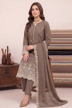Rimal by UK Vol-48 3PC Unstitched Schiffli Embroidered Lawn Suit (Brown)