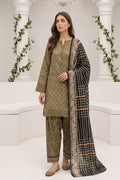 Keyseria by Jaffrani Textile Chapter-8 3PC Unstitched Printed Lawn Suit (Olive Green)