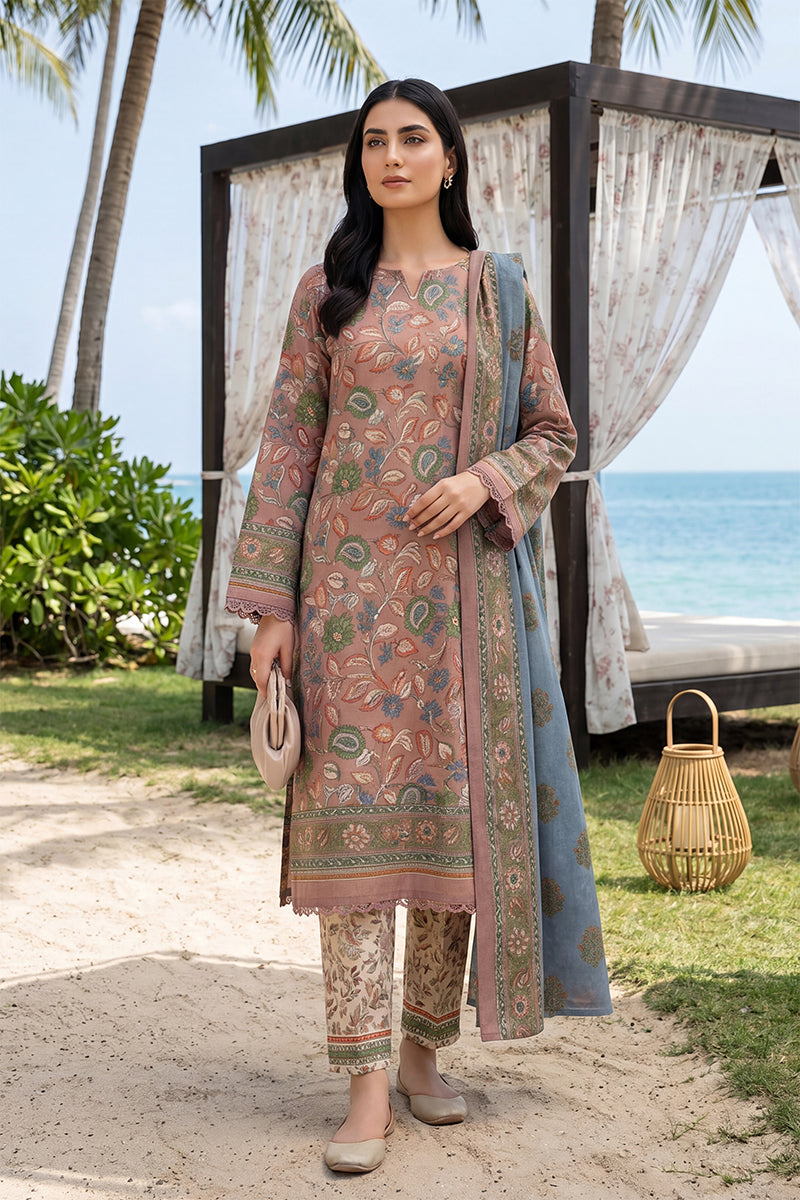 Keyseria by Jaffrani Textile Chapter-8 3PC Unstitched Printed Lawn Suit (Light Pink)