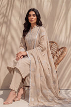 Mahanoor by Breeza Fashion - 3PC Unstitched Embroidered Lawn Suit (Cream)