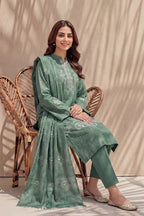 Mughal-E-Azam by Breeza Fashion - 3PC Unstitched Embroidered Lawn Suit (Teal Green)