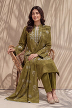 Mahanoor by Breeza Fashion - 3PC Unstitched Embroidered Lawn Suit (Luxor Gold)