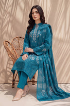 Mahanoor by Breeza Fashion - 3PC Unstitched Embroidered Lawn Suit (Blue Chill)