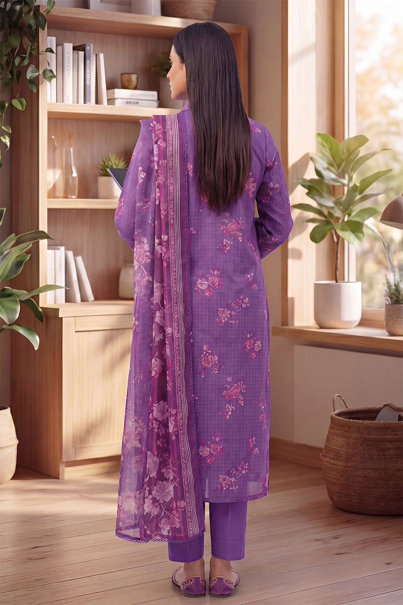 Keyseria by Jaffrani Textile Chapter-8 3PC Unstitched Printed Lawn Suit (Purple)