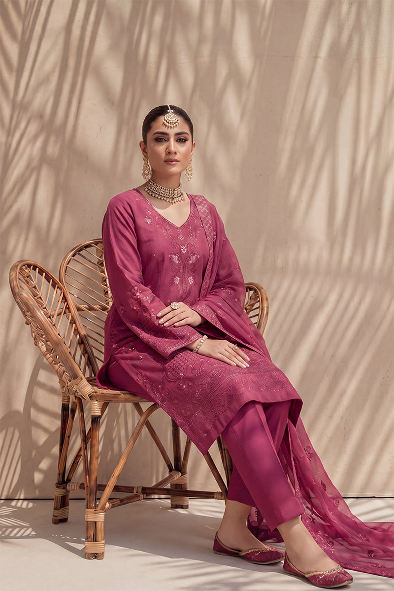 Nishah by Breeza Fashion - 3PC Unstitched Embroidered Lawn Suit (Maroon)