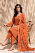 Nishah by Breeza Fashion - 3PC Unstitched Embroidered Lawn Suit (Orange)