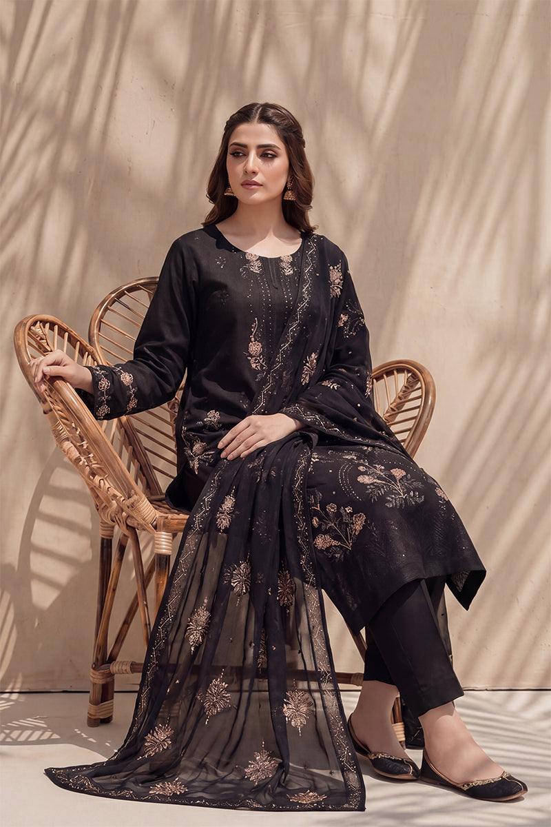 Parado by Breeza Fashion - 3PC Unstitched Embroidered Lawn Suit (Black)
