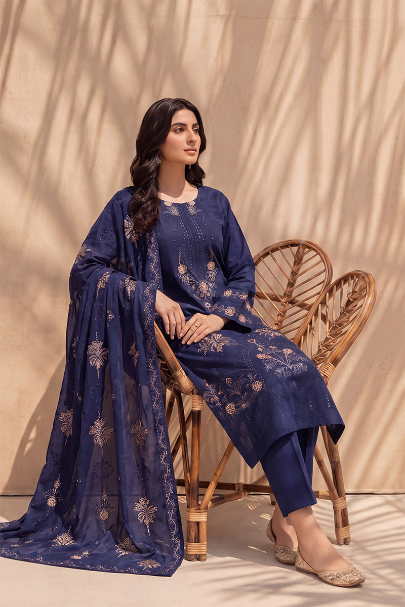 Parado by Breeza Fashion - 3PC Unstitched Embroidered Lawn Suit (Navy Blue)