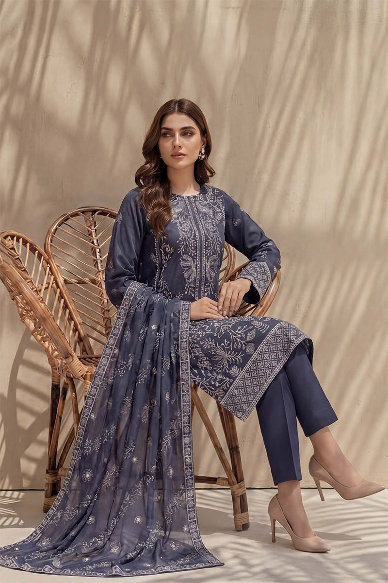 Sana by Breeza Fashion - 3PC Unstitched Embroidered Lawn Suit (Gray)