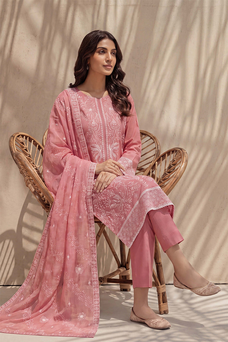 Sana by Breeza Fashion - 3PC Unstitched Embroidered Lawn Suit (Pink)